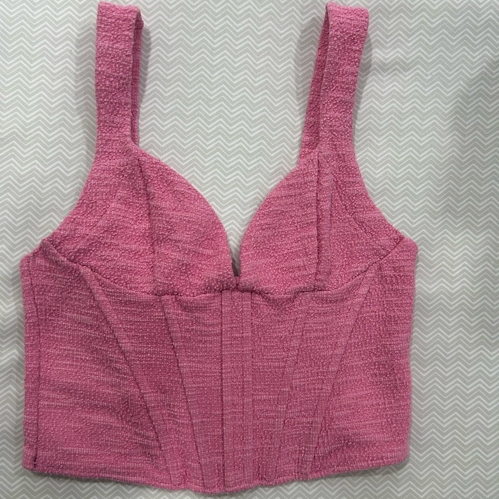 NWOT Zara Tweed Corset Top - Picture 3 of 7